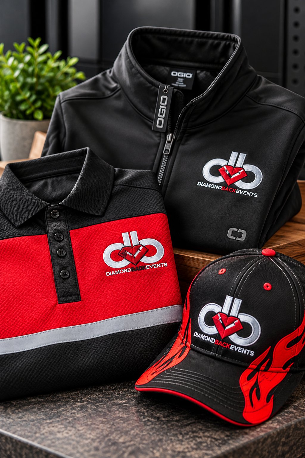Premium branded apparel kit by LGP for a Diamond Back Events program