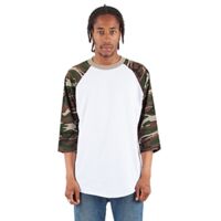Adult Three-Quarter Sleeve Camo Raglan T-Shirt Thumbnail