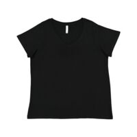 Ladies' Curvy V-Neck Fine Jersey T-Shirt Thumbnail