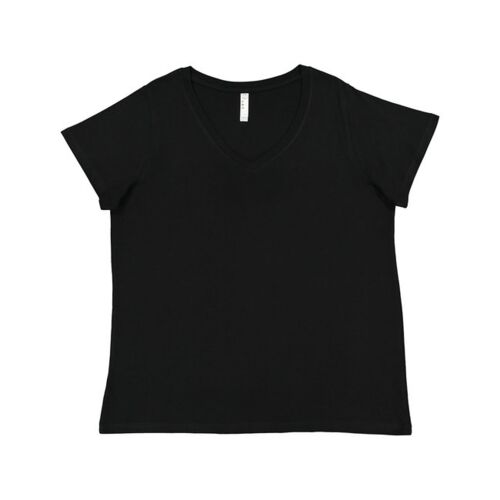 Ladies' Curvy V-Neck Fine Jersey T-Shirt Thumbnail