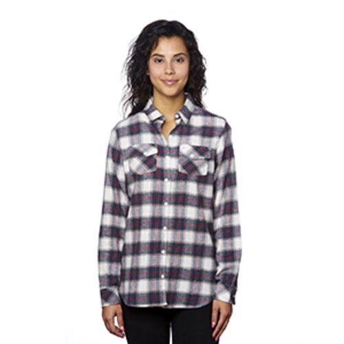 Ladies' Plaid Boyfriend Flannel Shirt Thumbnail