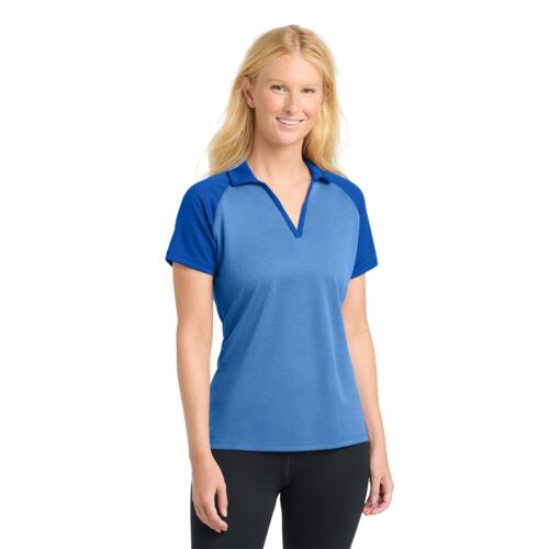 Women's PosiCharge ® RacerMesh ® Raglan Heather Block Polo Thumbnail