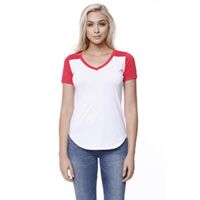 Ladies' CVC Varsity V-Neck T-Shirt Thumbnail