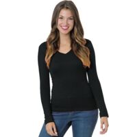 Ladies' USA Made Long-Sleeve Deep V-Neck T-Shirt Thumbnail